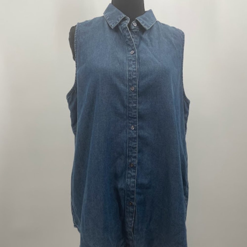 NWT J. McLaughlin Blue Asymmetrical Blouse | Sleeveless Collared Top | Classic C